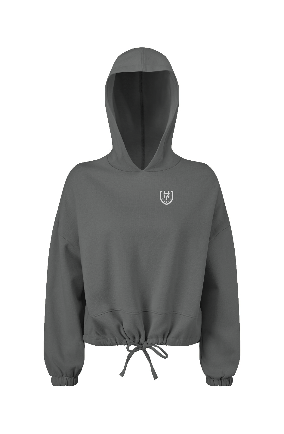 H7 Grey Ladies' Cropped Oversize Hooded Sweatshirt