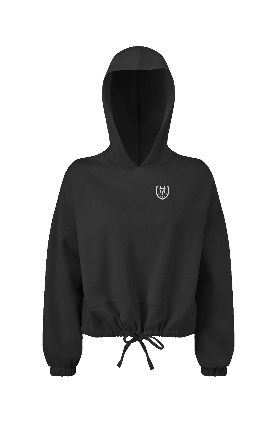 H7 Black Ladies' Cropped Oversize Hooded Sweatshir