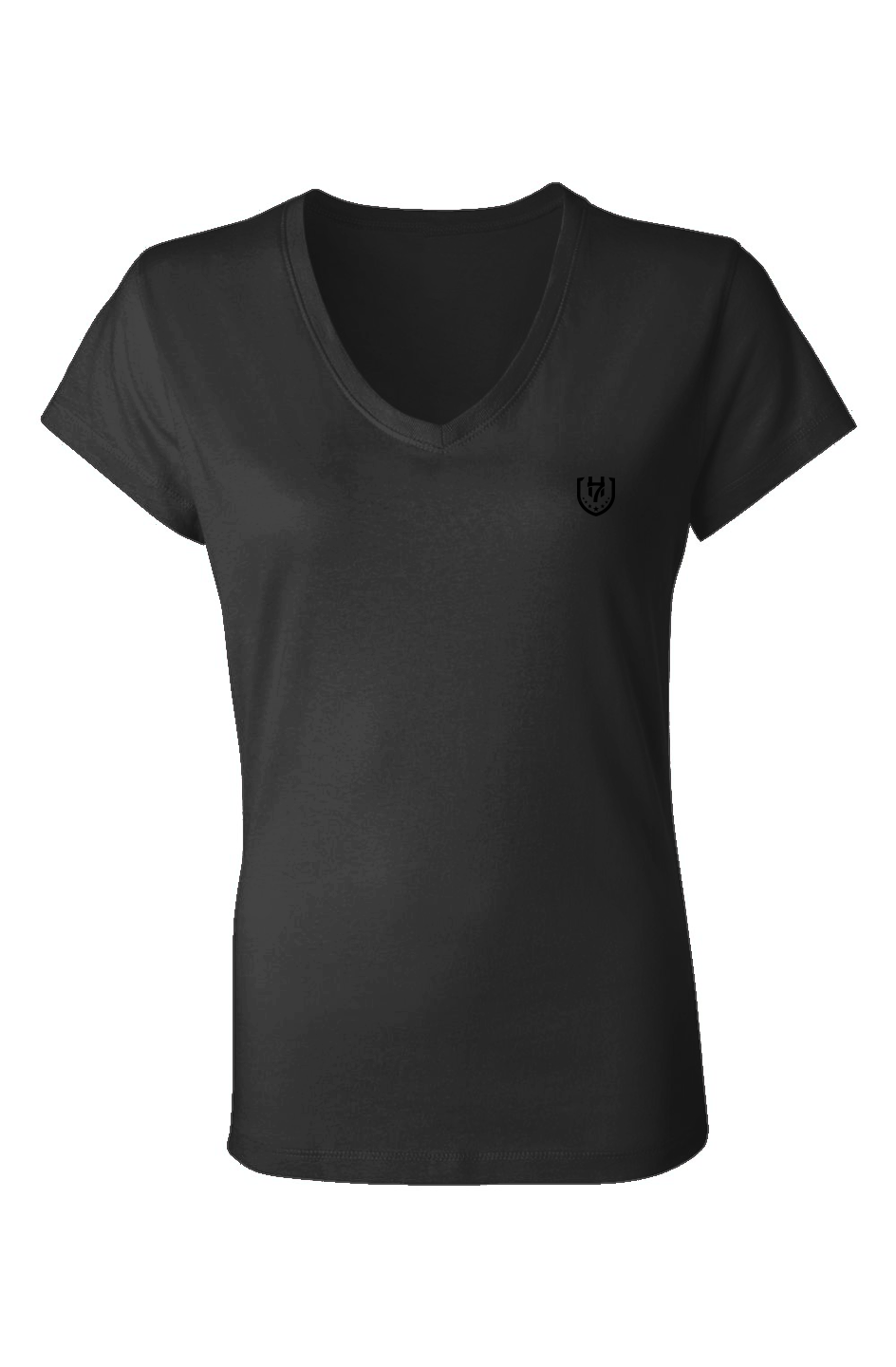 H7 Black Black Ladies Jersey V-Neck T-Shirt