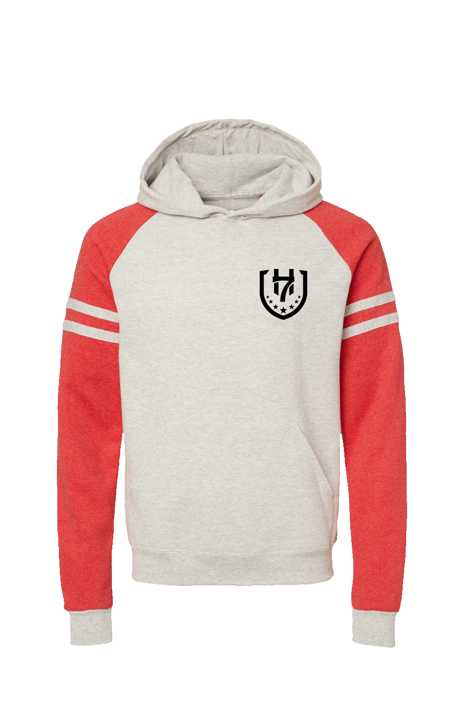 H7 Red Varsity Colorblocked Raglan Hoodie
