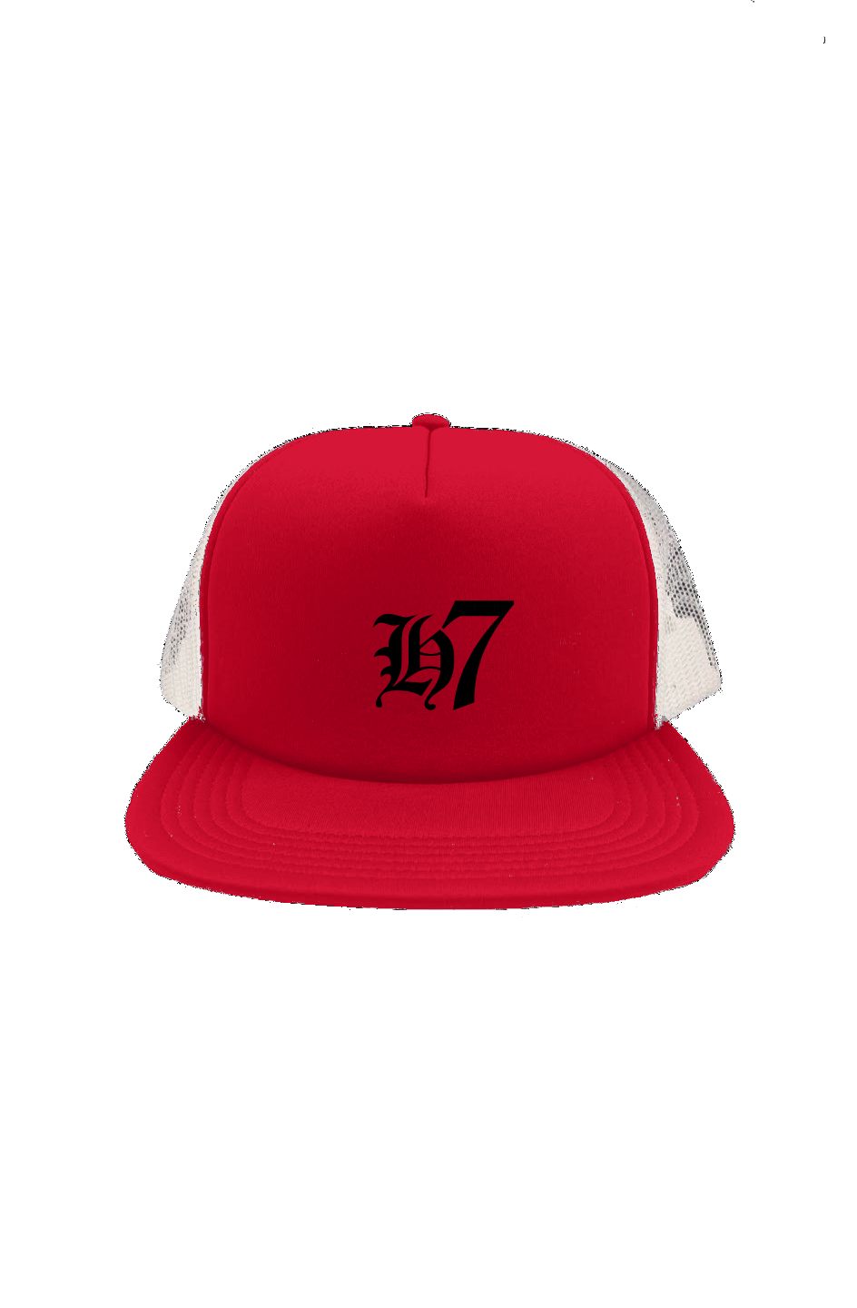 H7 Red White Mesh Foam Front Trucker Cap