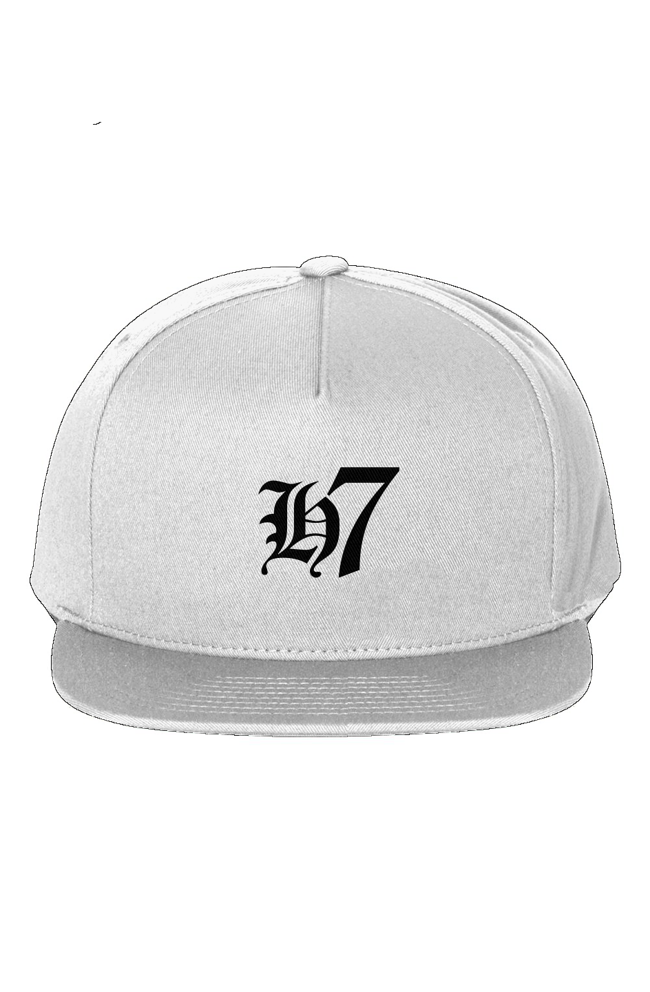 H7 White 5-Panel Cotton Twill Snapback Cap