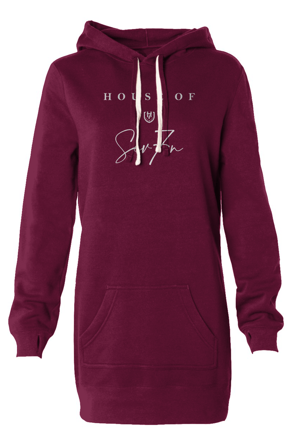 H7 Maroon Hooded Sweatshirt Dress