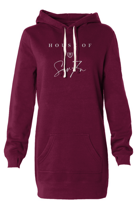 H7 Maroon Hooded Sweatshirt Dress