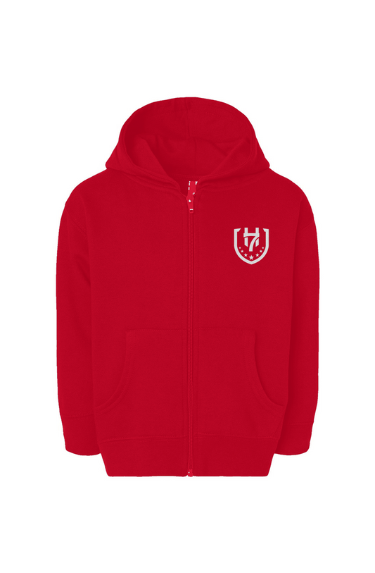 H7 Red/White Toddler Full-Zip Fleece Hoodie