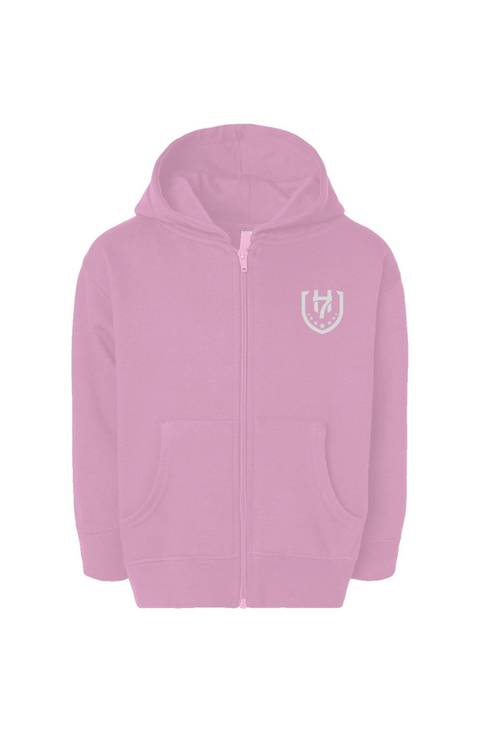 H7 Pink/White Toddler Full-Zip Fleece Hoodie