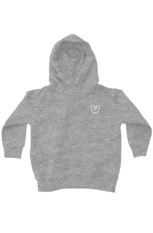 H7 Heather Grey/White kids fleece pullover hoodie