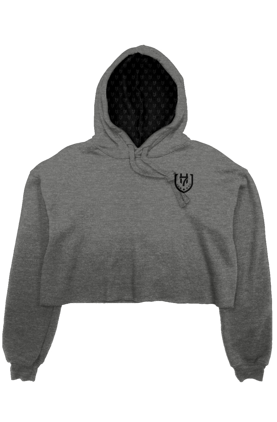 H7 Grey Heather crop fleece hoodie