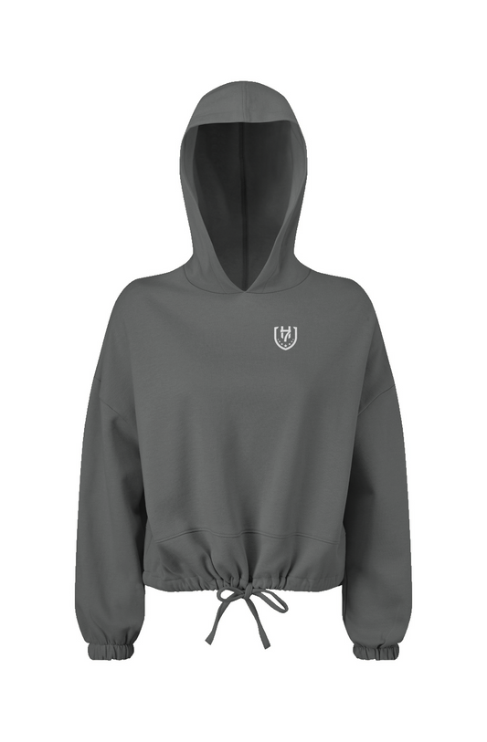 H7 Grey Ladies&amp;#39; Cropped Oversize Hooded Sweatshirt