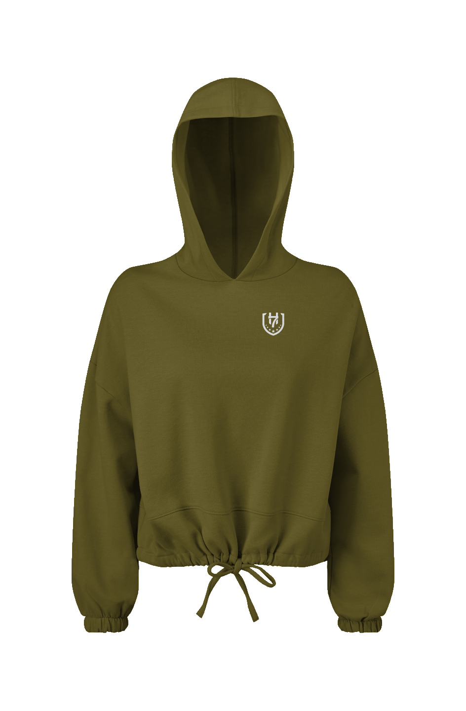 H7 Olive Ladies&amp;#39; Cropped Oversize Hooded Sweatshir