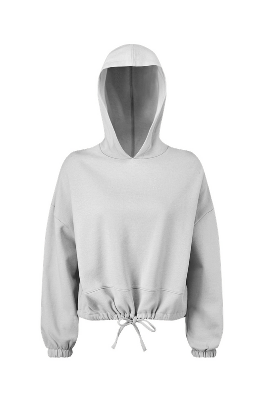 H7 White Ladies&amp;#39; Cropped Oversize Hooded Sweatshir