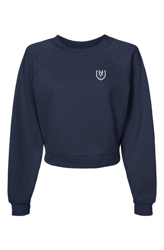 H7 Navy Womens Raglan Pullover Fleece Sweatshirt