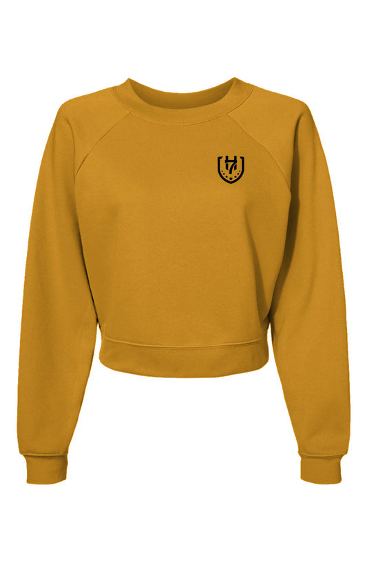 H7 Mustard Womens Raglan Pullover Fleece Sweatshir