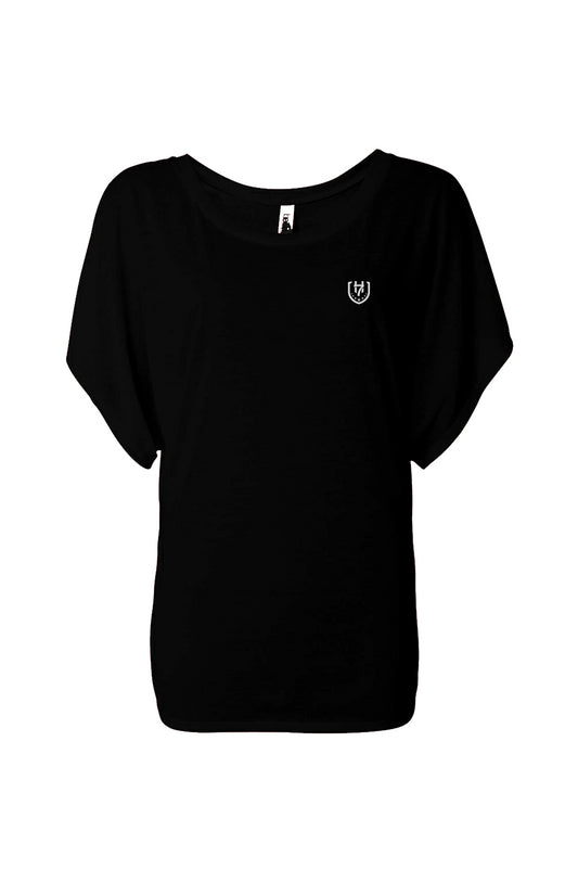 H7 Black flowy draped tee