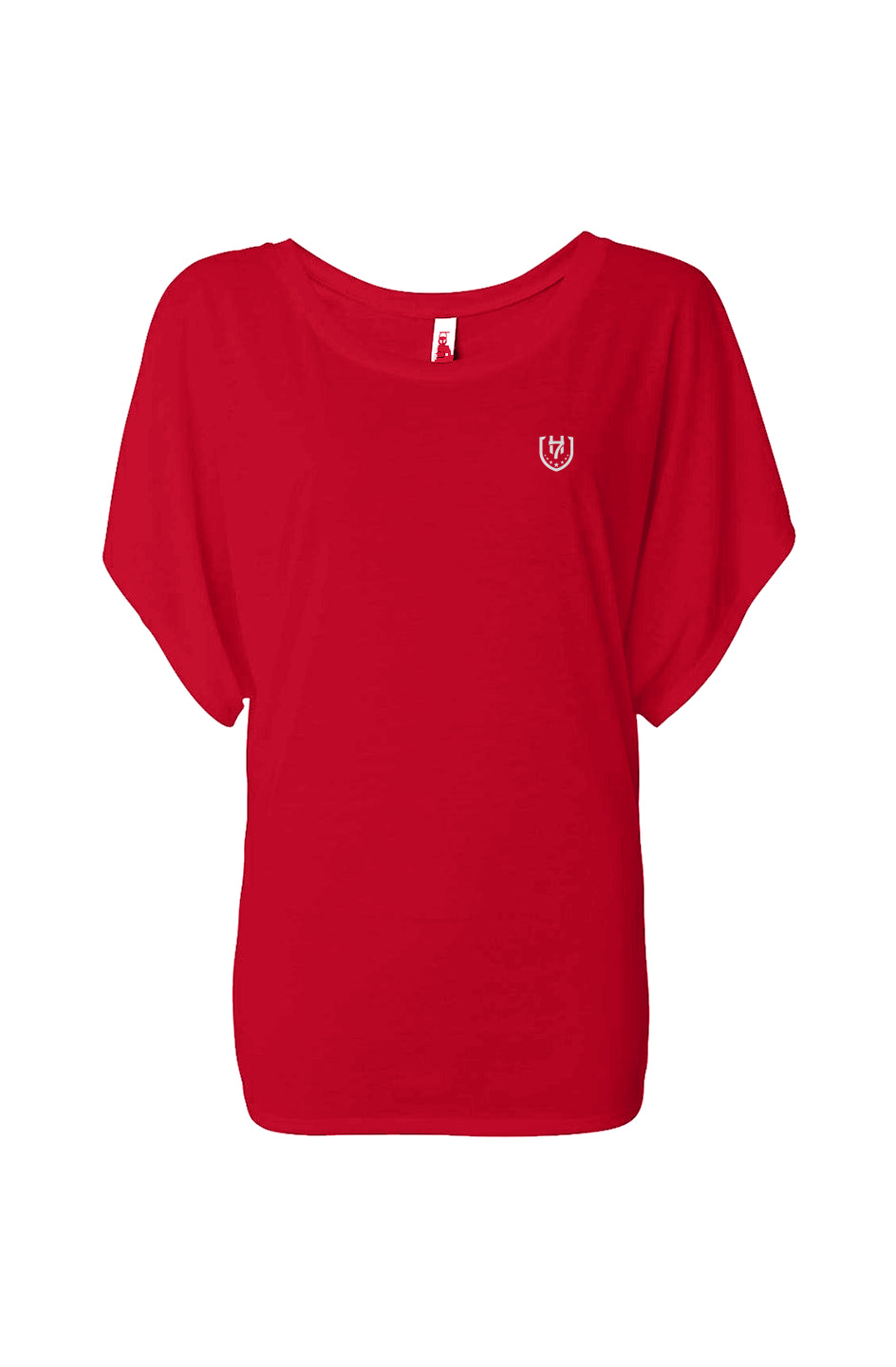 H7 Red flowy draped tee