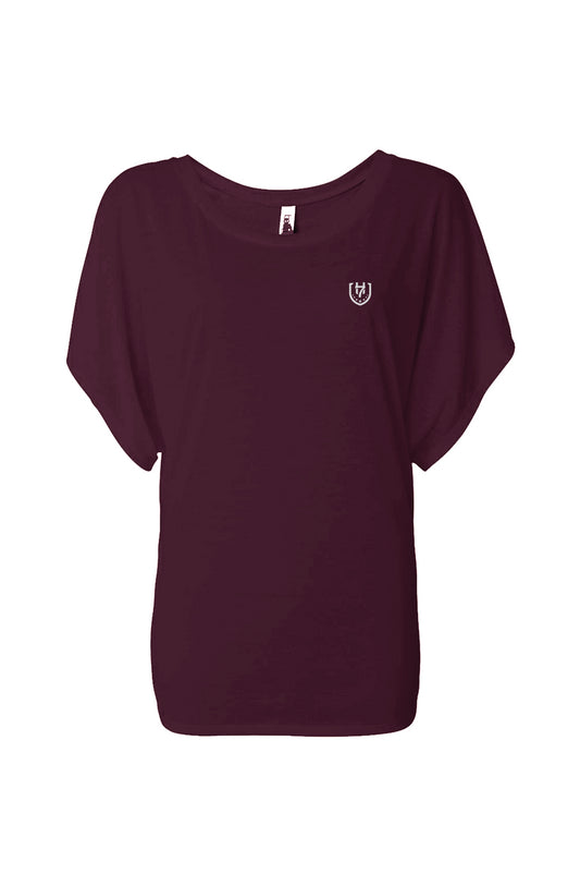 H7 Maroon flowy draped tee