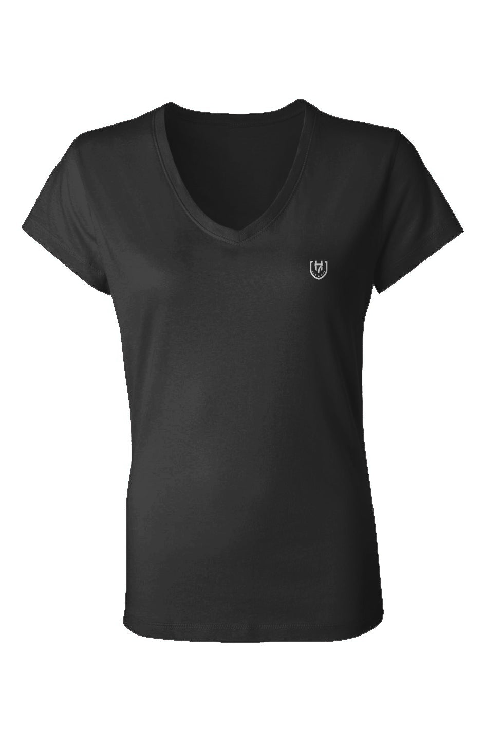H7 Black Ladies Jersey V-Neck T-Shirt