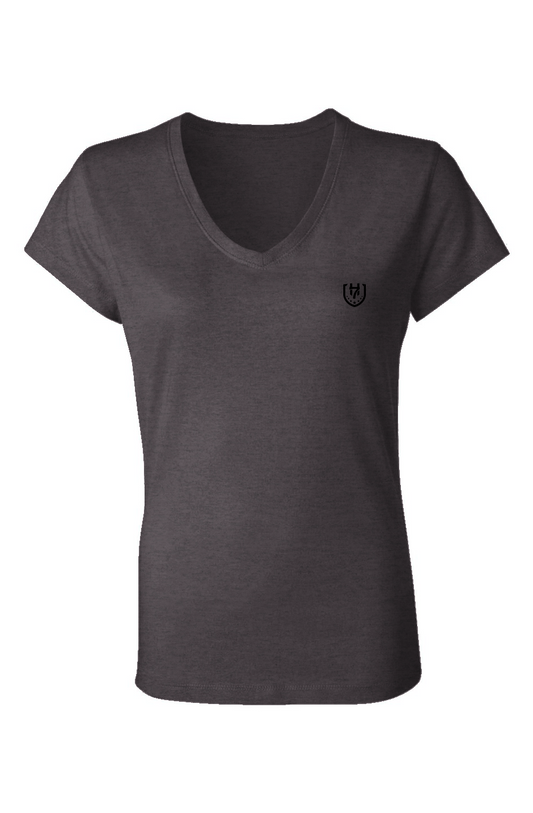 H7 Grey black Ladies Jersey V-Neck T-Shirt