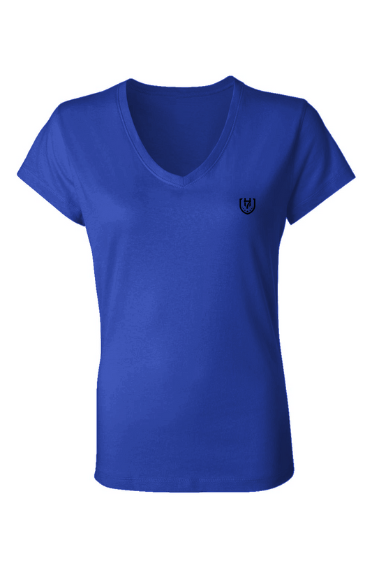 H7 Royal Black Ladies Jersey V-Neck T-Shirt