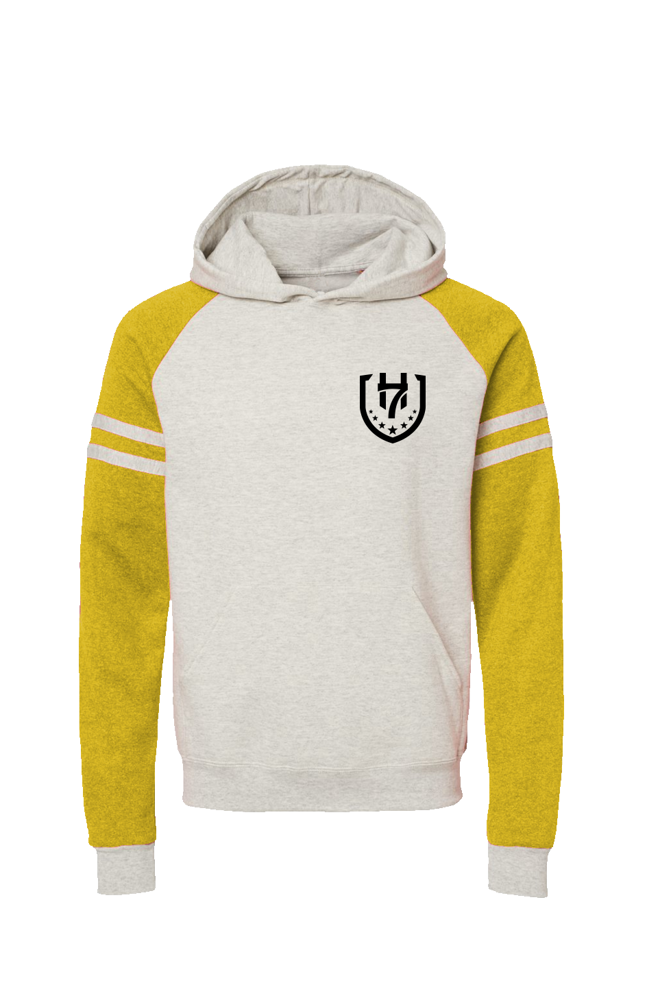 H7 Mustard Varsity Colorblocked Raglan Hoodie