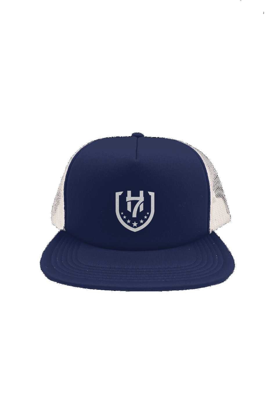 H7 Blue White Mesh Foam Front Trucker Cap