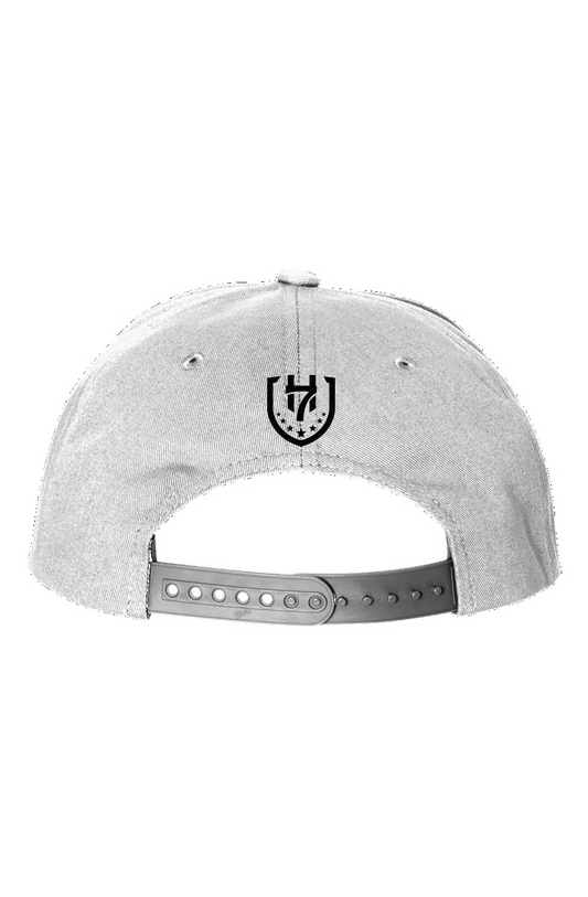 H7 White 5-Panel Cotton Twill Snapback Cap