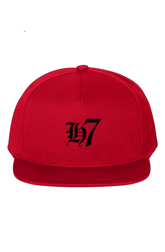 H7 Red 5-Panel Cotton Twill Snapback Cap